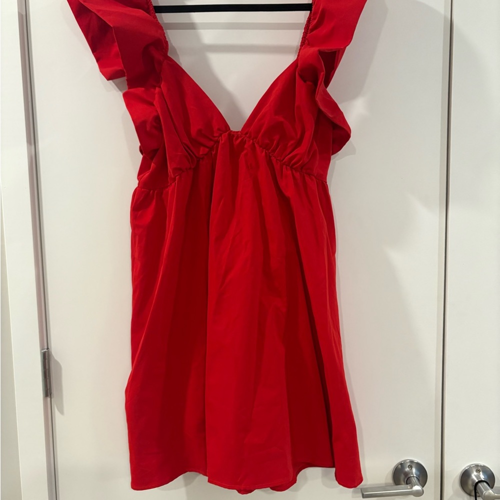 SHEIN Vibrant Red Ruffle Mini Dress